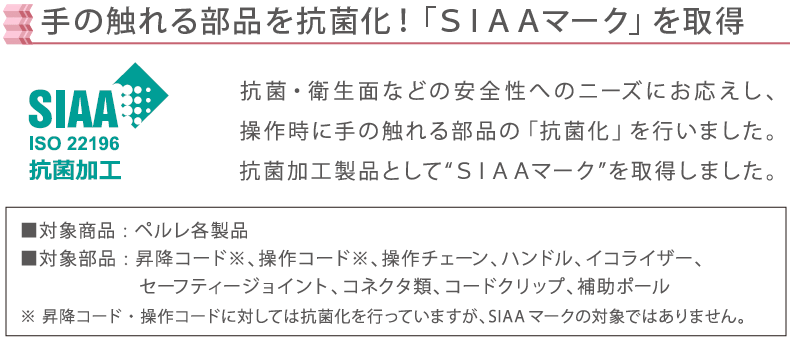 更に清潔安心！手の触れる部分を抗菌化！