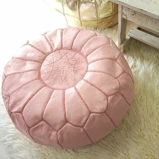 patati patata モロッコから直輸入！山羊革のプフ＜プフフ ピンク