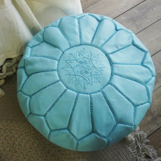 プフ　カバー（山羊の皮） patati patata モロッコから直輸入！山羊革のプフ＜プフフ モロブルー