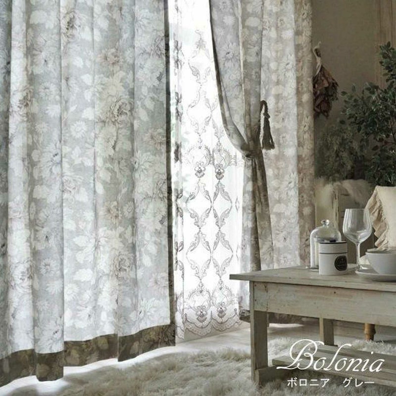 天然素材使用のスペイン産オリジナルカーテン＜ボロニア グレー＞