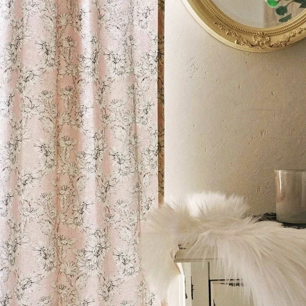 天然素材使用のスペイン産オリジナルカーテン＜ボロニアリバティ ピンク＞