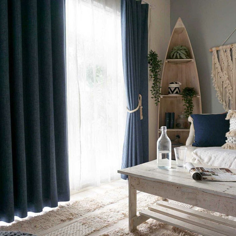 ザックリ生地感の1級遮光カーテン＜フォーシーズンナチュラル ブルーベリー＞