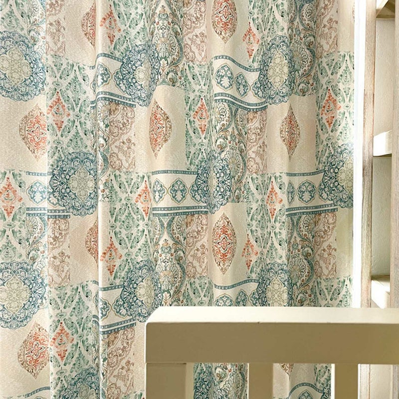 エジプト柄遮光カーテン＜シャリフ グリーン＞