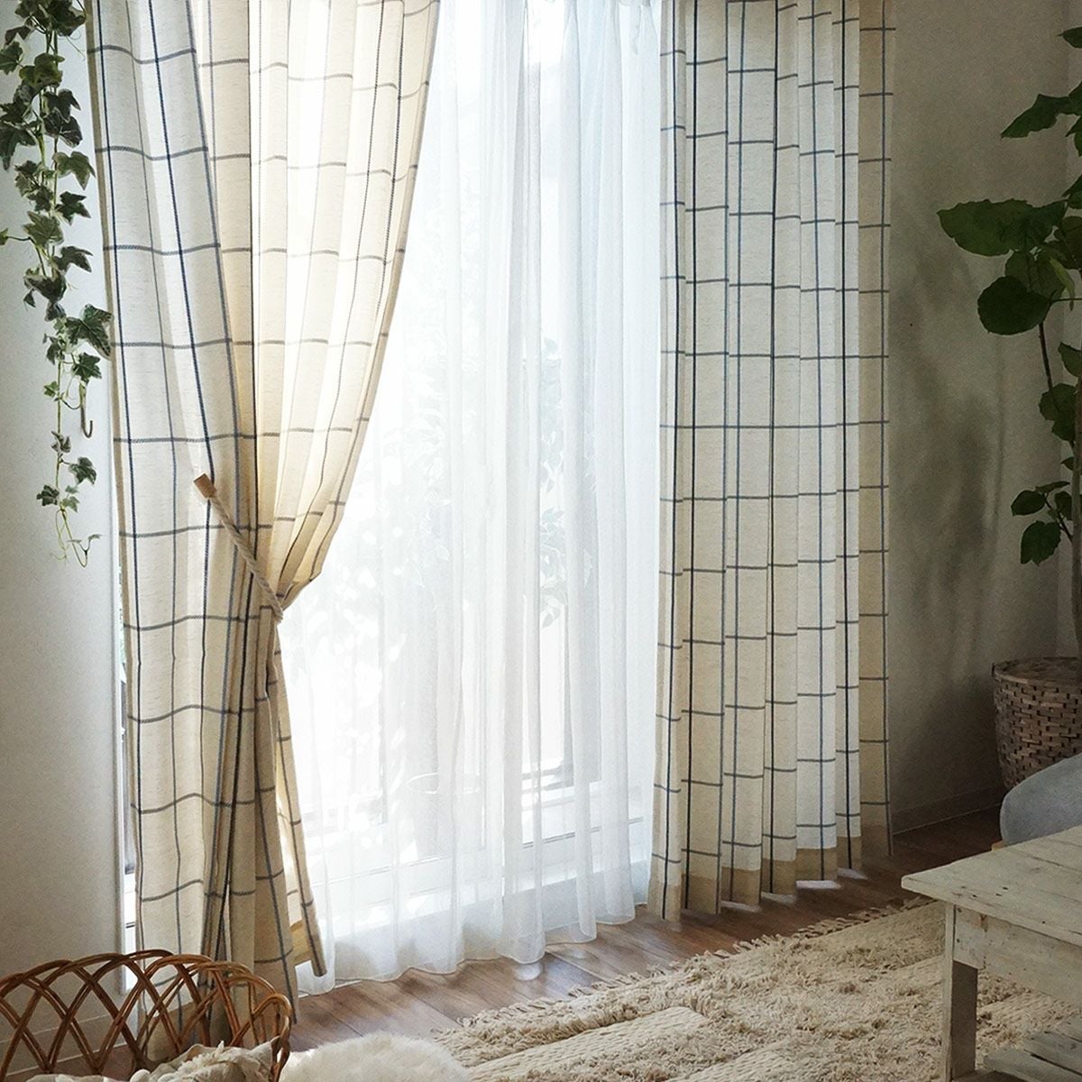 天然素材・Concept】リネン混で大胆なチェックがナチュラルかわいい