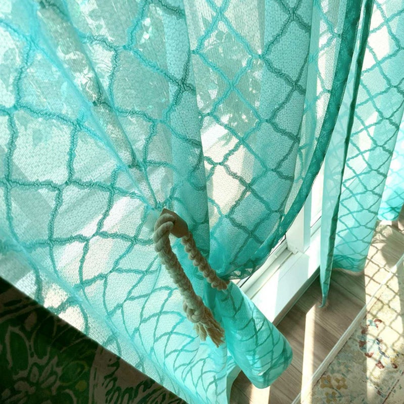 モロッコタイルをデザインした立体感のある編みレース＜レースタジン　ブルー＞