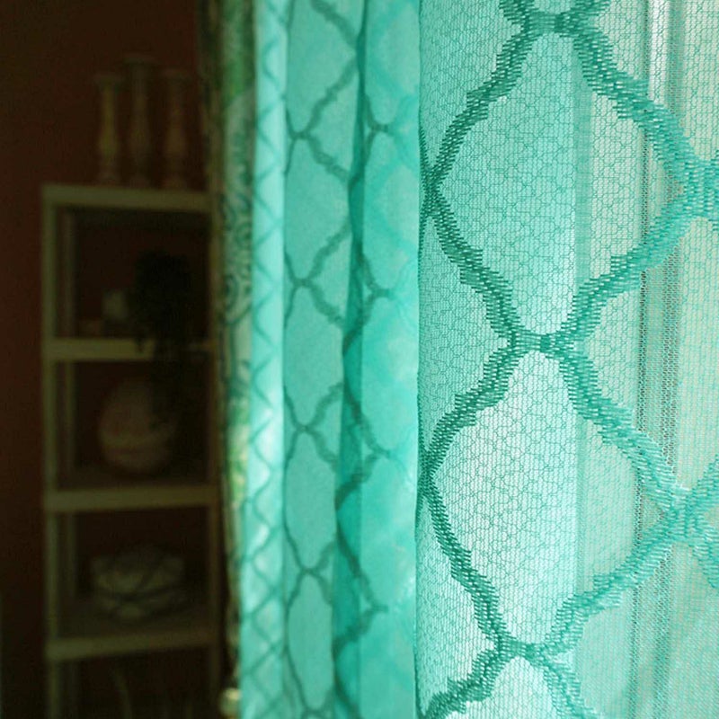 モロッコタイルをデザインした立体感のある編みレース＜レースタジン　ブルー＞