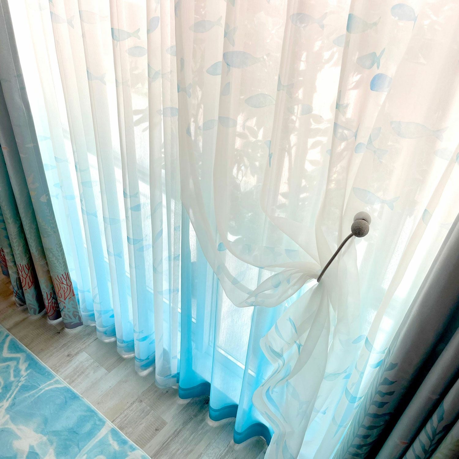 MARINE & PIER 】 お魚デザインのオーガンジーとグラデーションレース