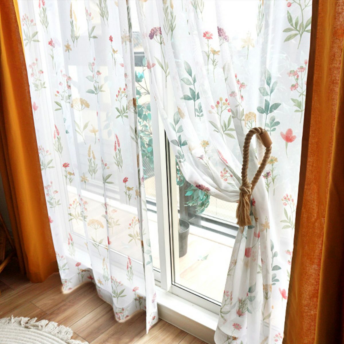 北欧調レース】あざやかなお花柄がかわいいミラーレース＜レース